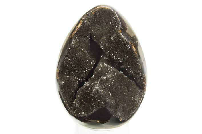 Septarian Dragon Egg Geode - Black Crystals #304612